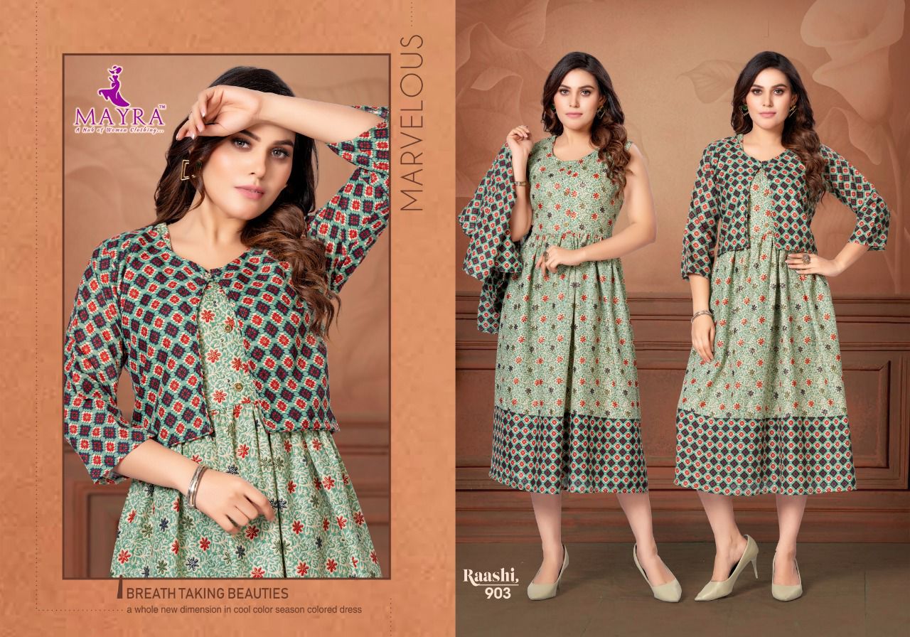 MAYRA  RAASHI Fancy Daily Wear Rayon Printed Designer Kurtis Collection